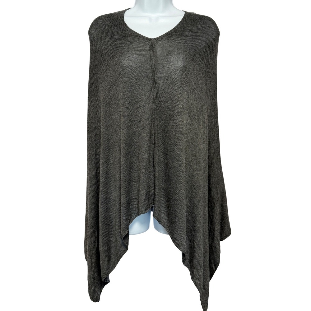 Lexi York Bamboo‎ Top It Off Poncho Womens OS Gray Knit 2-in-1 Light Wrap Scarf